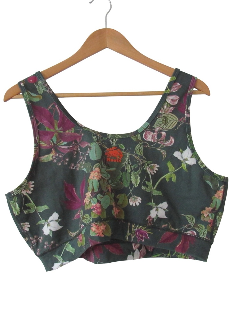Roots x Alder Crop Top 3XL Green Garden Floral Sports Bra Athletic Activewear - Picture 2 of 10